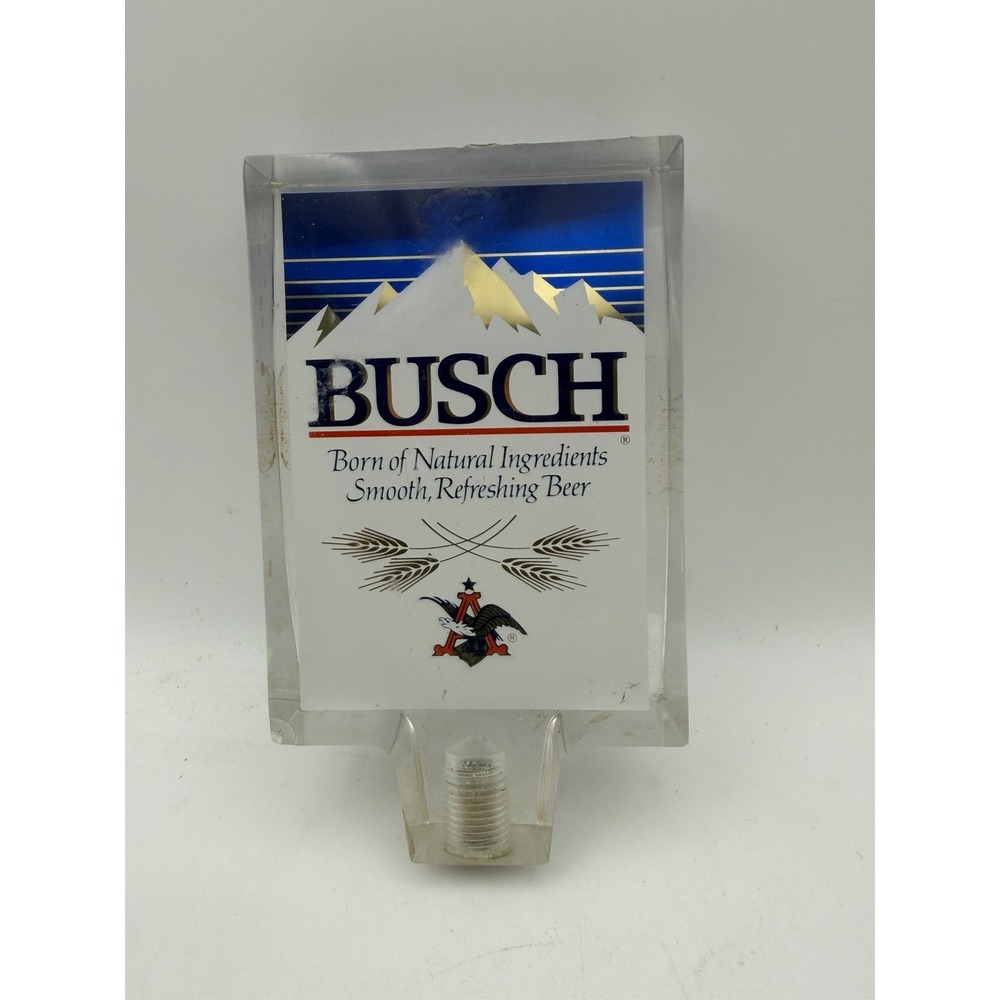 Vintage Busch Beer Acrylic Draft Tap Handle Mountain Logo Bar Pub Advertising